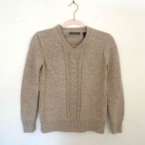 Women's Classic Cable Knit V-Neck Vingage Sweater by Liz Claiborne Neutral Style